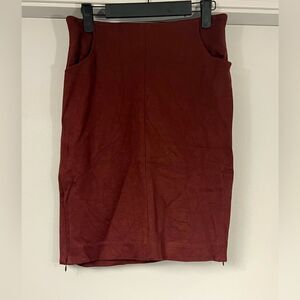 Cabi Rust Ponte Double Zip Straight Mini Skirt Size 2